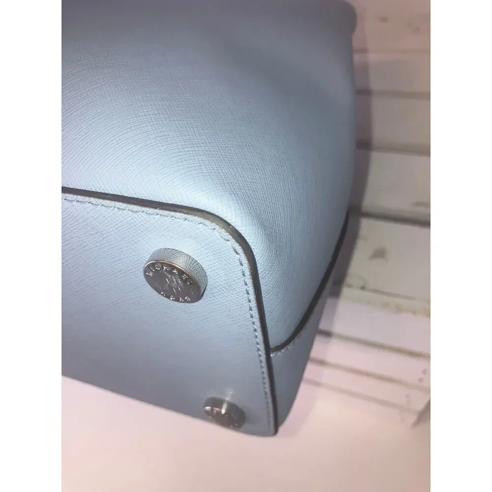 MICHAEL KORS, LARGE TRIPLE COMPARTMENT LIGHT BLUE HANDBAG